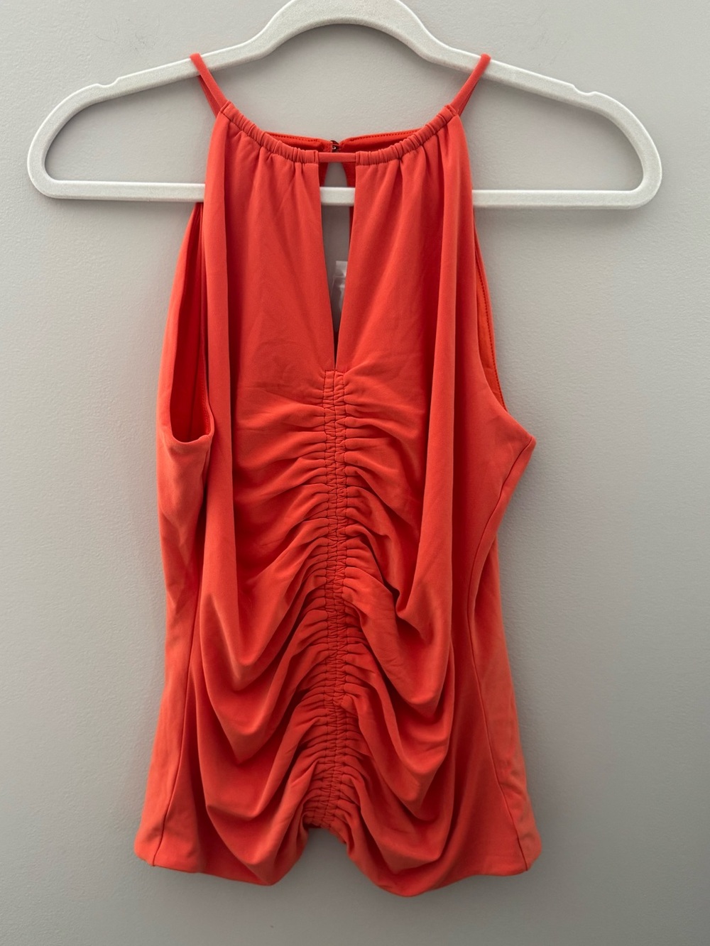 White House Black Market Orange Ruched Halter Tank
